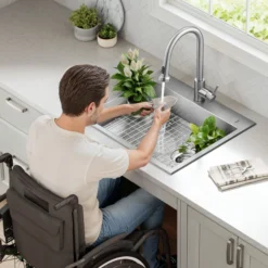 25” ADA Compliant Drop In / Top Mount Single Bowl 18-Gauge Stainless Steel Kitchen Sink