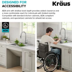 25” ADA Compliant Drop In / Top Mount Single Bowl 18-Gauge Stainless Steel Kitchen Sink