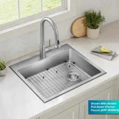 25” ADA Compliant Drop In / Top Mount Single Bowl 18-Gauge Stainless Steel Kitchen Sink