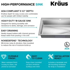 33” ADA Compliant Drop In / Top Mount Single Bowl 18-Gauge Stainless Steel Kitchen Sink