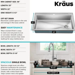 33” ADA Compliant Drop In / Top Mount Single Bowl 18-Gauge Stainless Steel Kitchen Sink