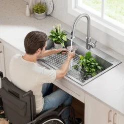 33” ADA Compliant Drop In / Top Mount Single Bowl 18-Gauge Stainless Steel Kitchen Sink