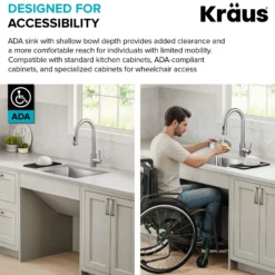 25” ADA Compliant Undermount Single Bowl 18-Gauge Stainless Steel Kitchen Sink
