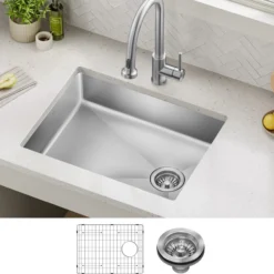 25” ADA Compliant Undermount Single Bowl 18-Gauge Stainless Steel Kitchen Sink