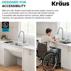 33” ADA Compliant Undermount Single Bowl 18-Gauge Stainless Steel Kitchen Sink