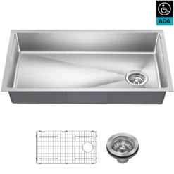 33” ADA Compliant Undermount Single Bowl 18-Gauge Stainless Steel Kitchen Sink
