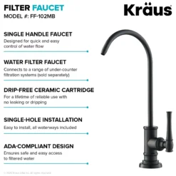Allyn 100% Lead-Free Kitchen Water Filter Faucet in Matte Black