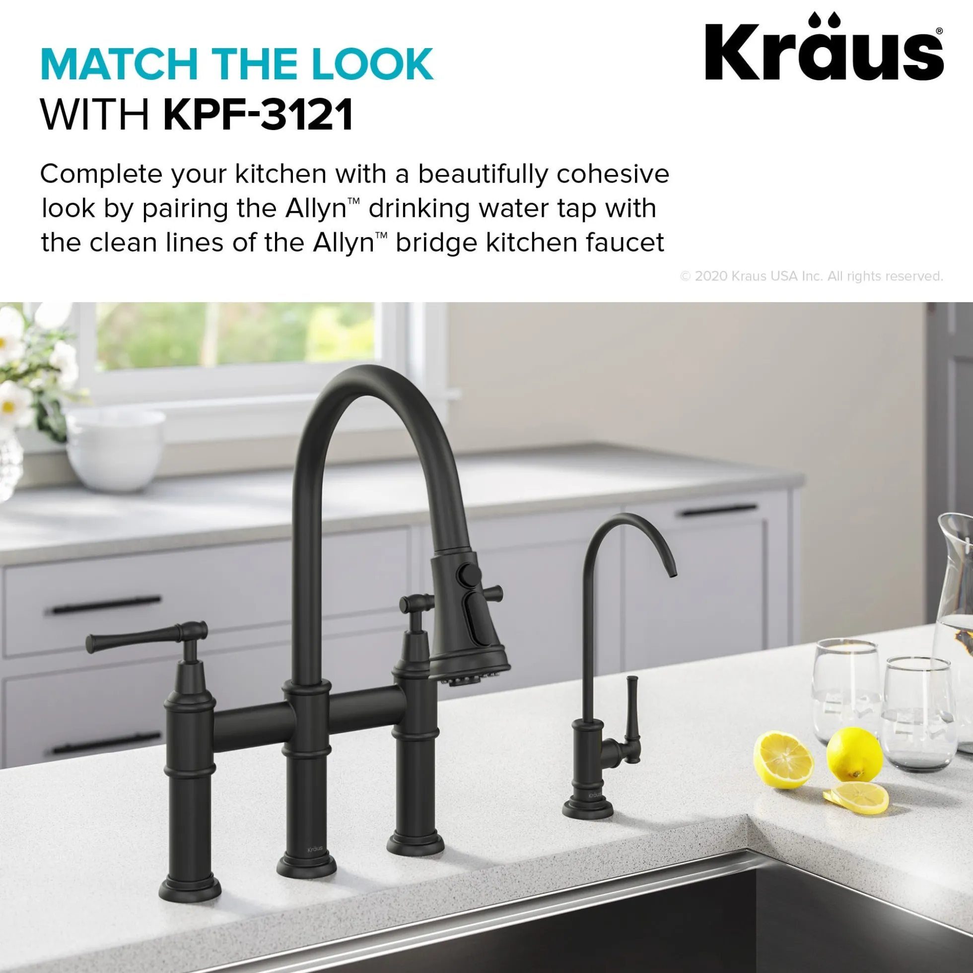 Allyn 100% Lead-Free Kitchen Water Filter Faucet in Matte Black