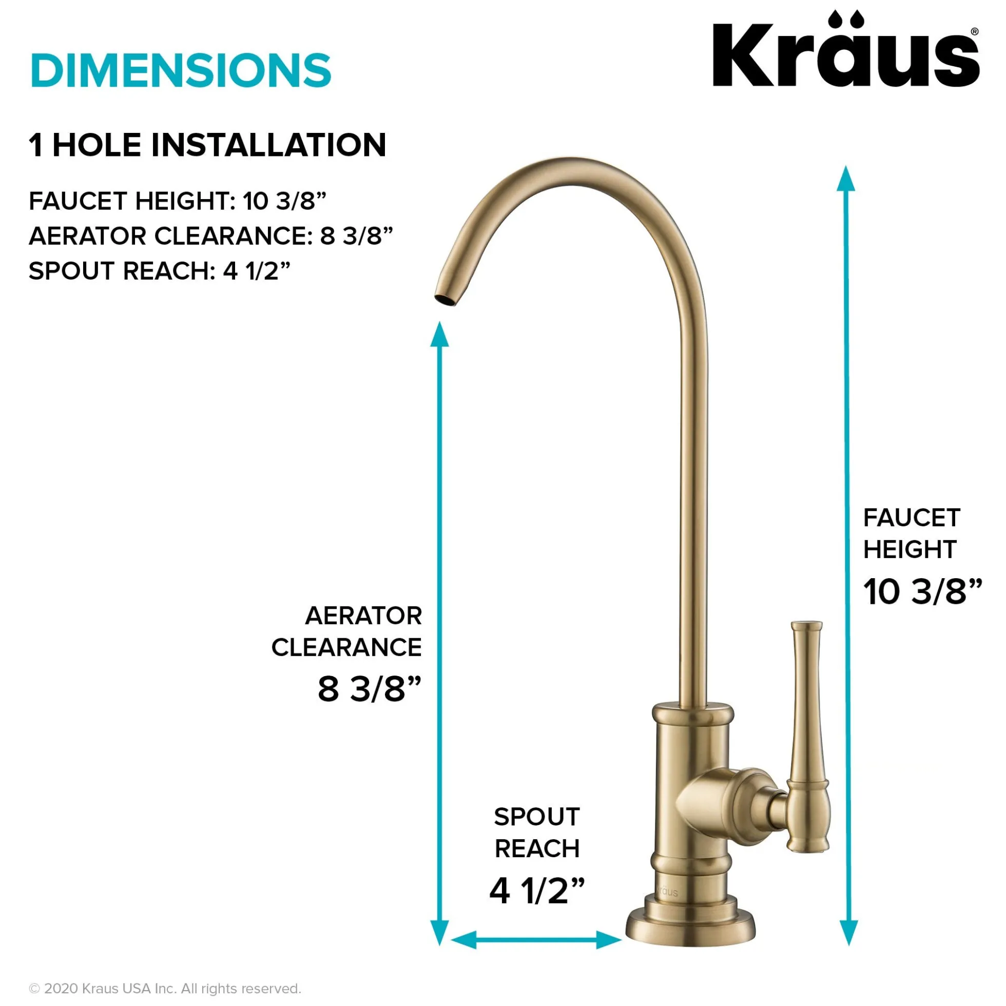 Allyn 100% Lead-Free Kitchen Water Filter Faucet in Brushed Gold