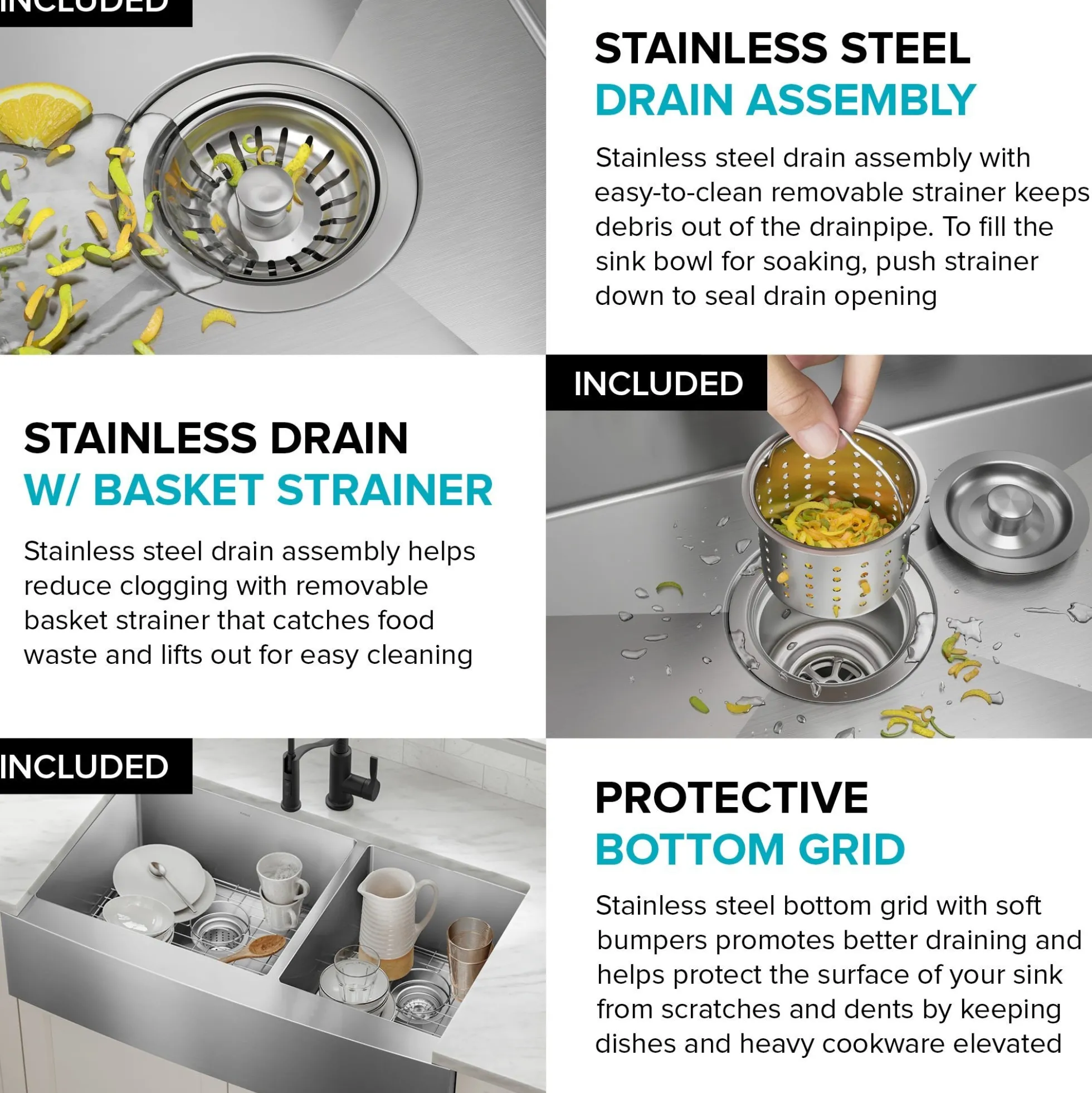 36" Apron Front Farmhouse 16 Gauge 60/40 Double Bowl Stainless Steel Kitchen Sink