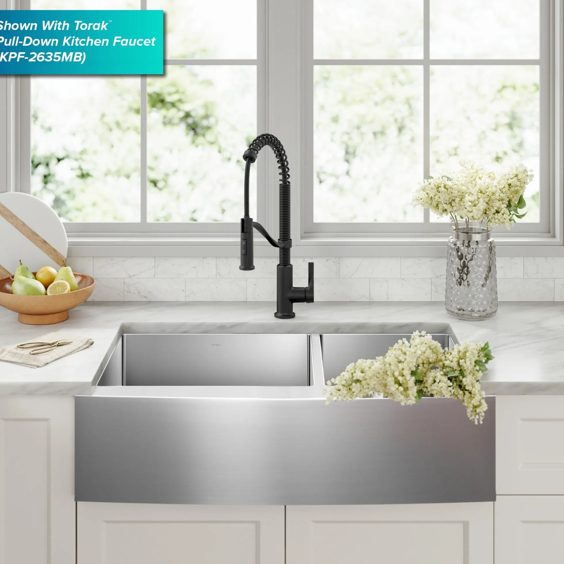 36" Apron Front Farmhouse 16 Gauge 60/40 Double Bowl Stainless Steel Kitchen Sink