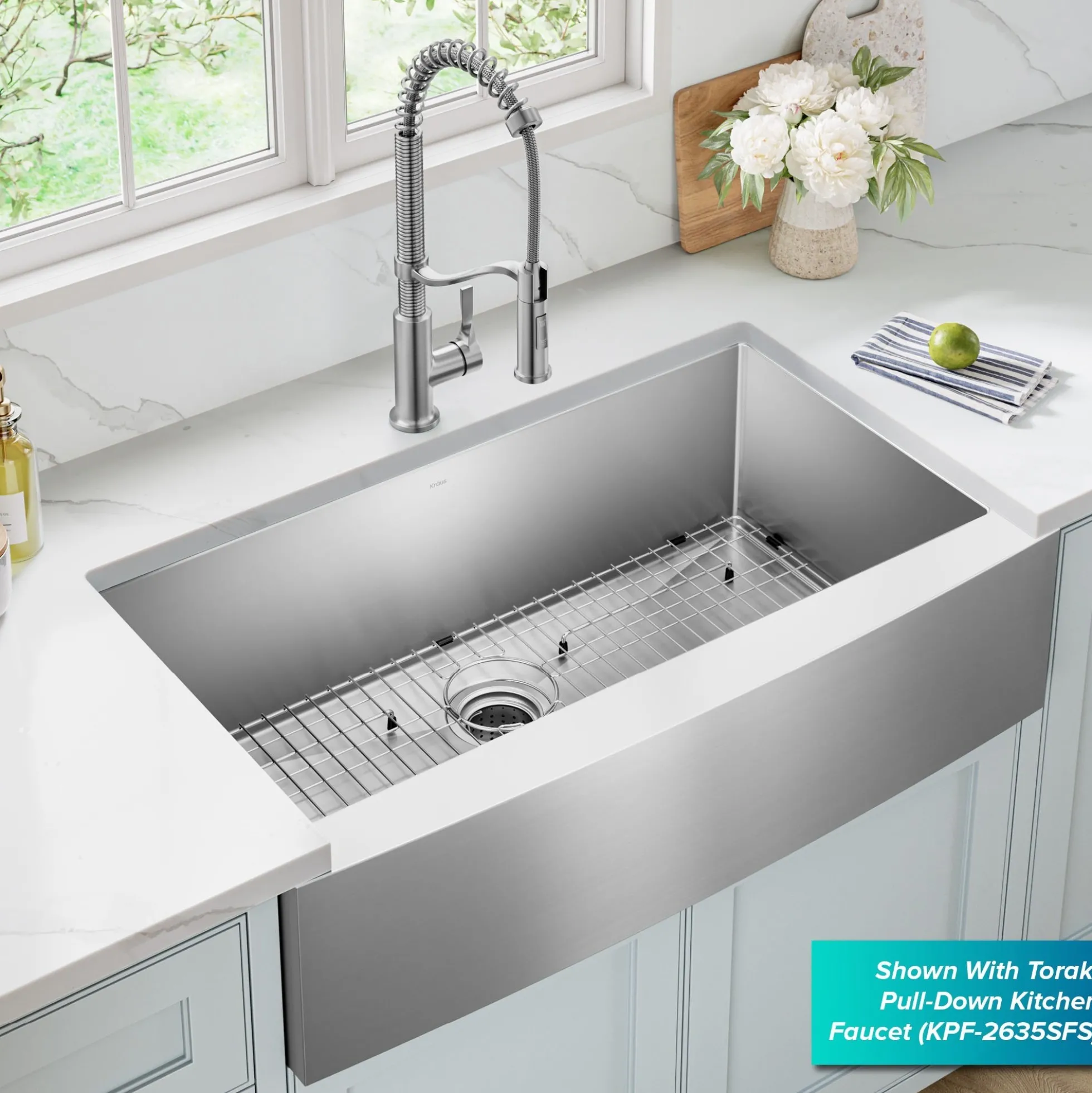 36" Apron Front Farmhouse 16 Gauge Single Bowl Stainless Steel Kitchen Sink