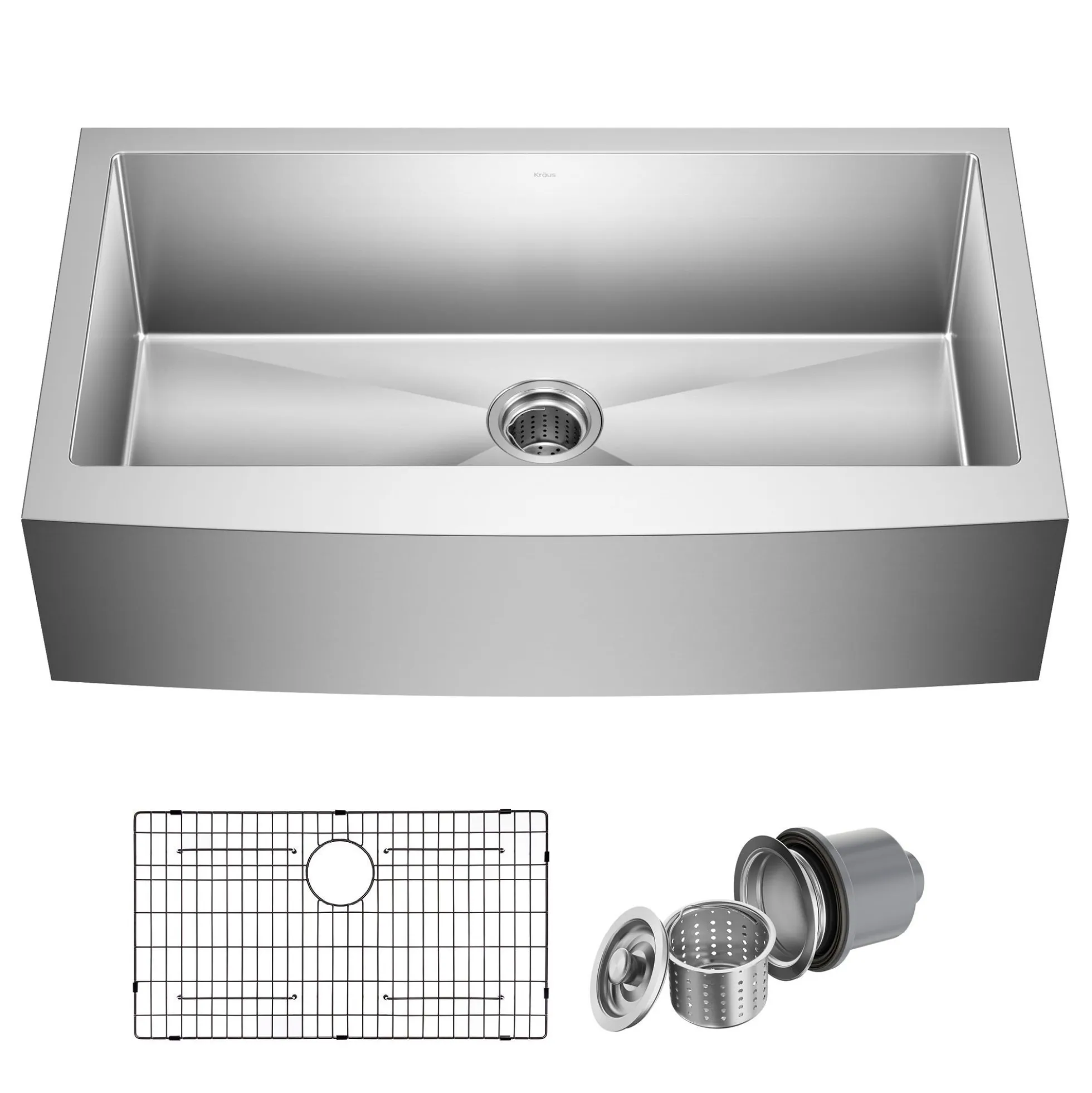 36" Apron Front Farmhouse 16 Gauge Single Bowl Stainless Steel Kitchen Sink