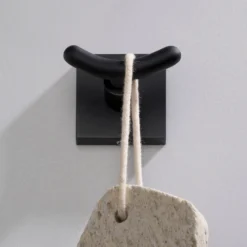Bathroom Robe and Towel Double Hook in Matte Black