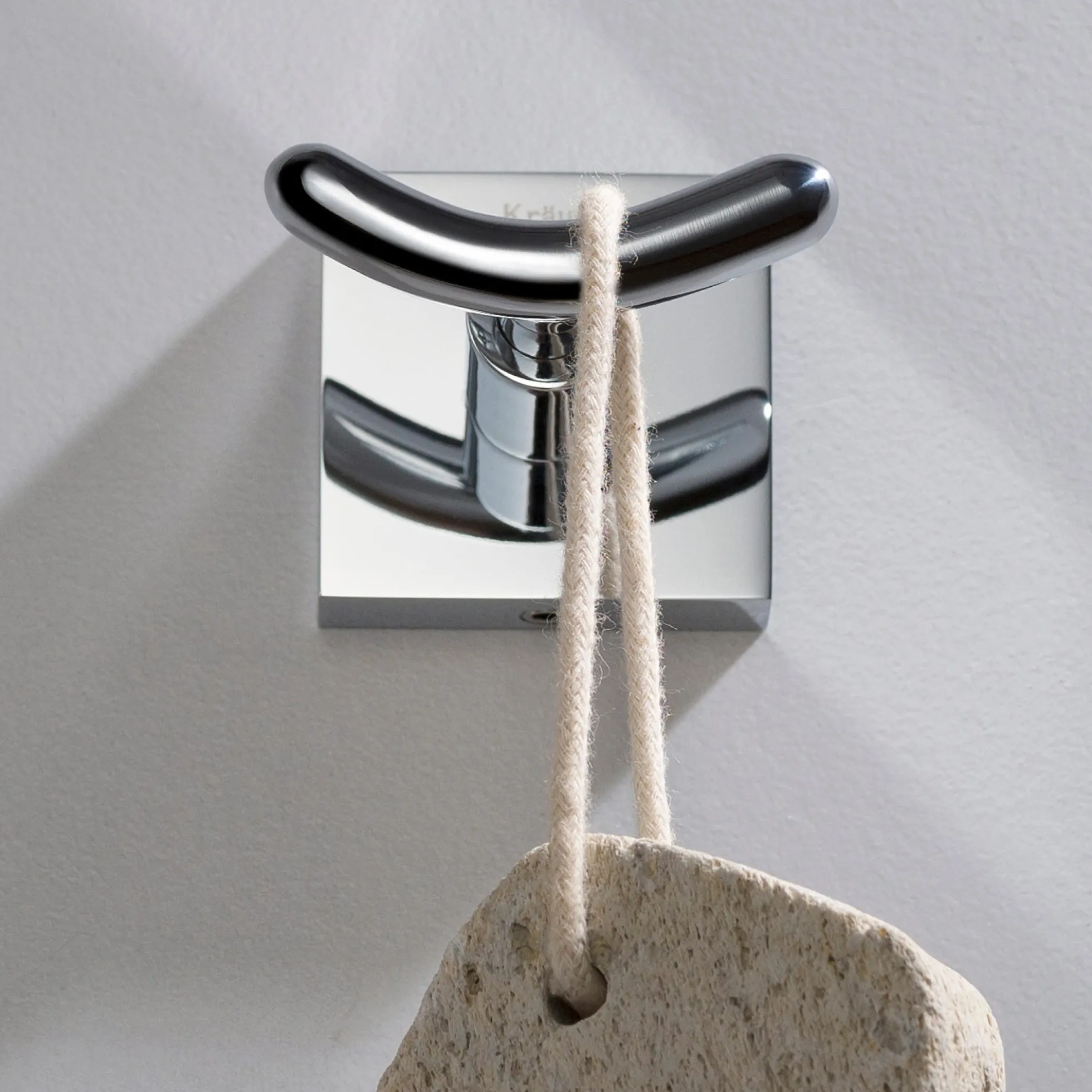 Bathroom Robe and Towel Double Hook in Chrome