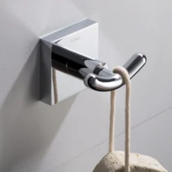 Bathroom Robe and Towel Double Hook in Chrome