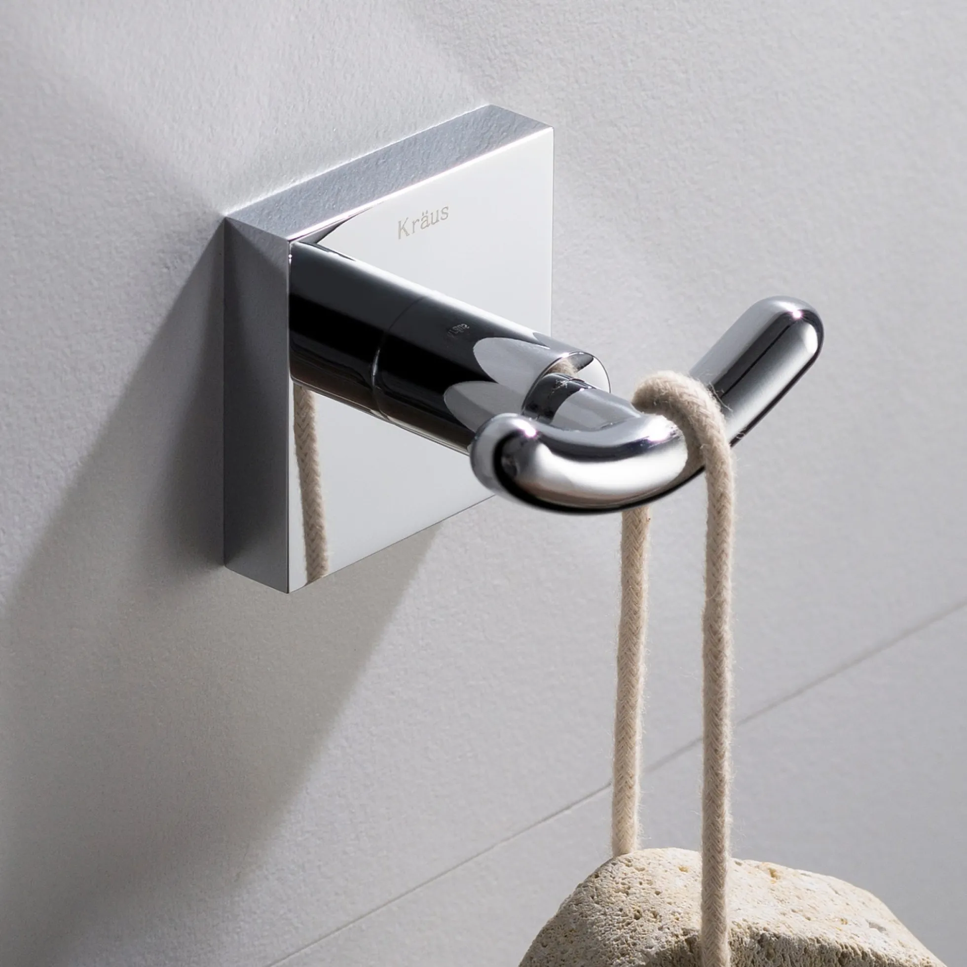 Bathroom Robe and Towel Double Hook in Chrome