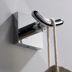 Bathroom Robe and Towel Double Hook in Chrome