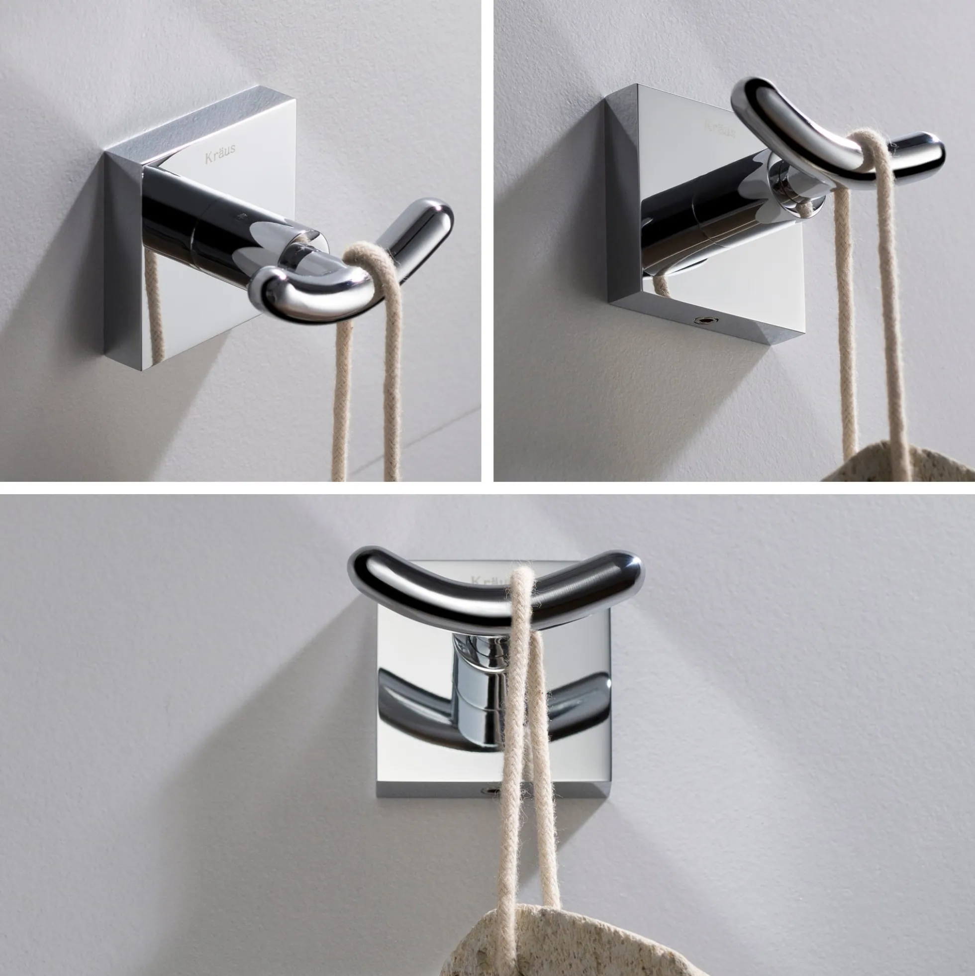 Bathroom Robe and Towel Double Hook in Chrome