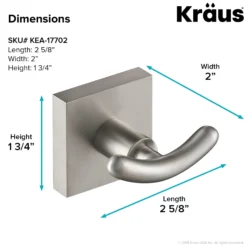Bathroom Robe and Towel Double Hook in Brushed Nickel