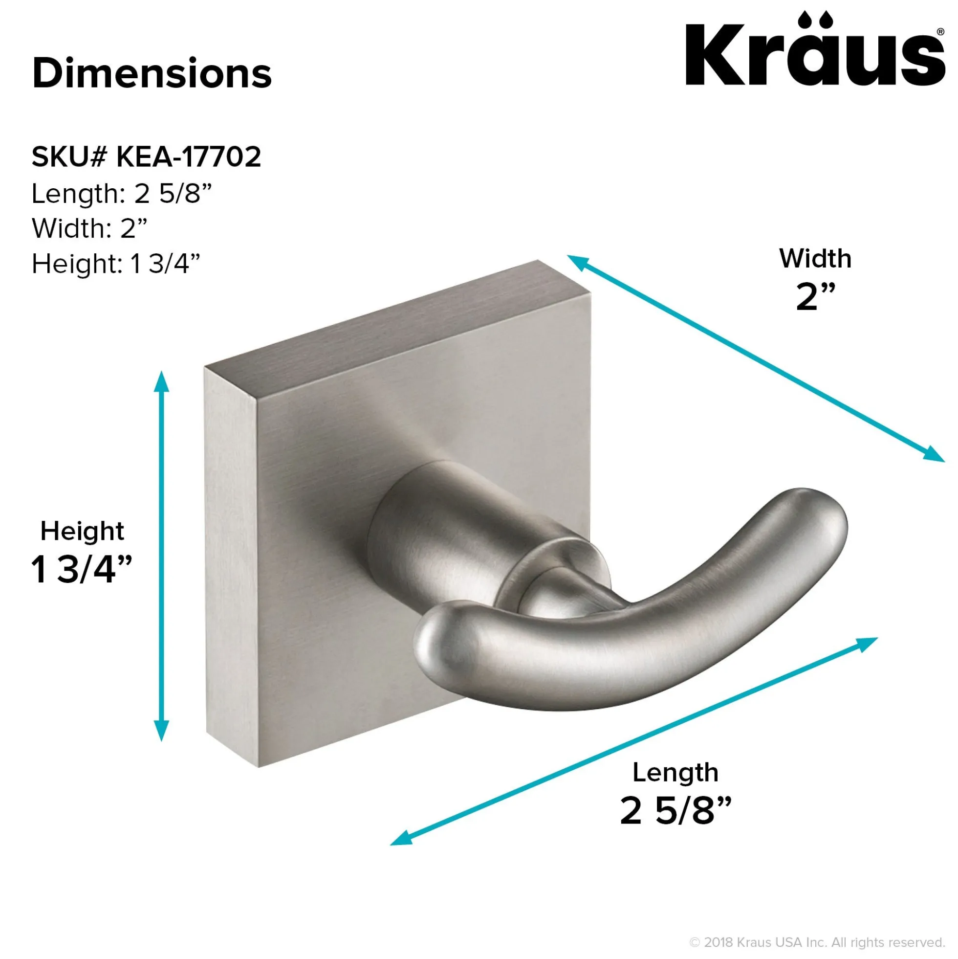 Bathroom Robe and Towel Double Hook in Brushed Nickel