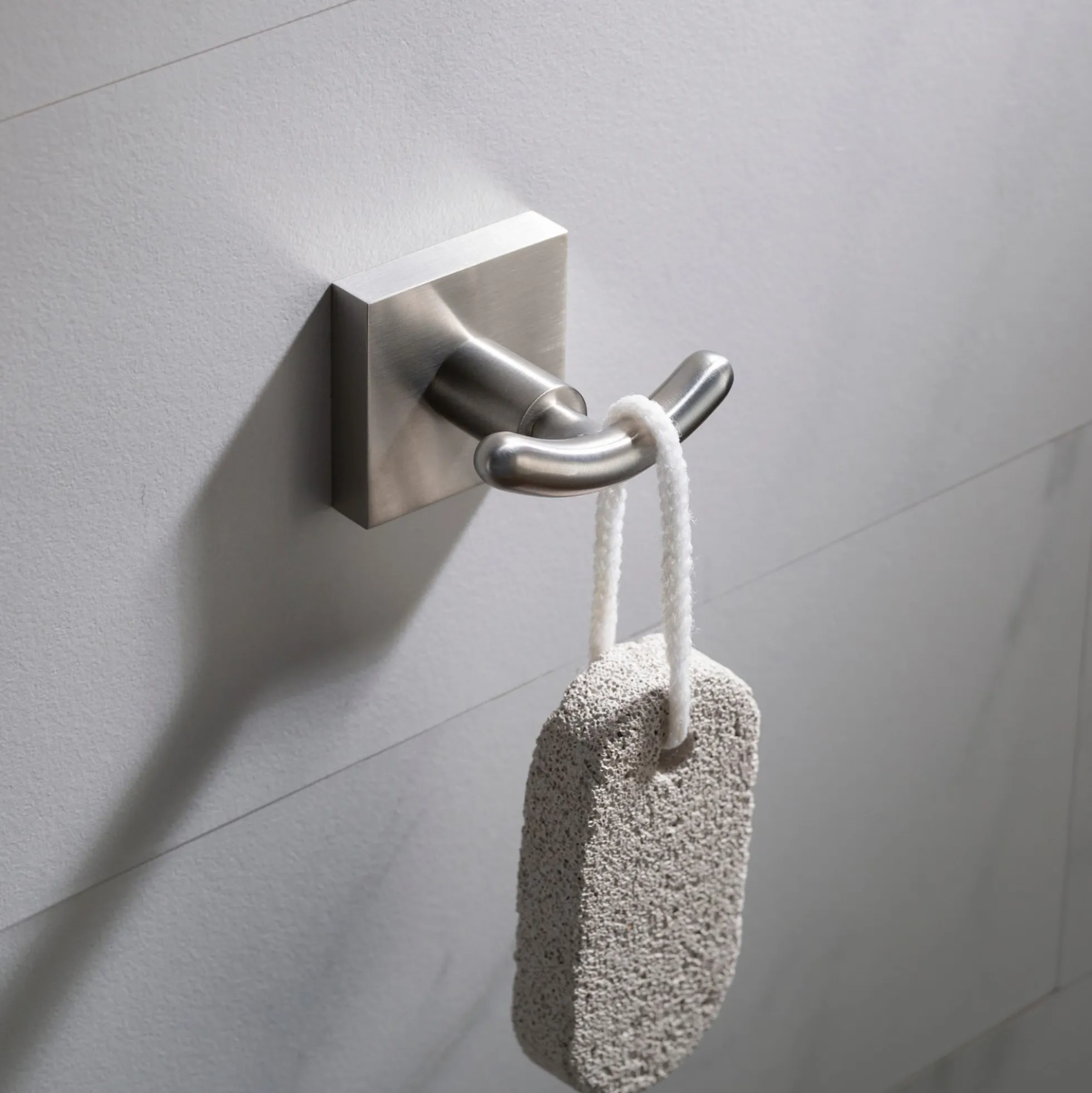 Bathroom Robe and Towel Double Hook in Brushed Nickel