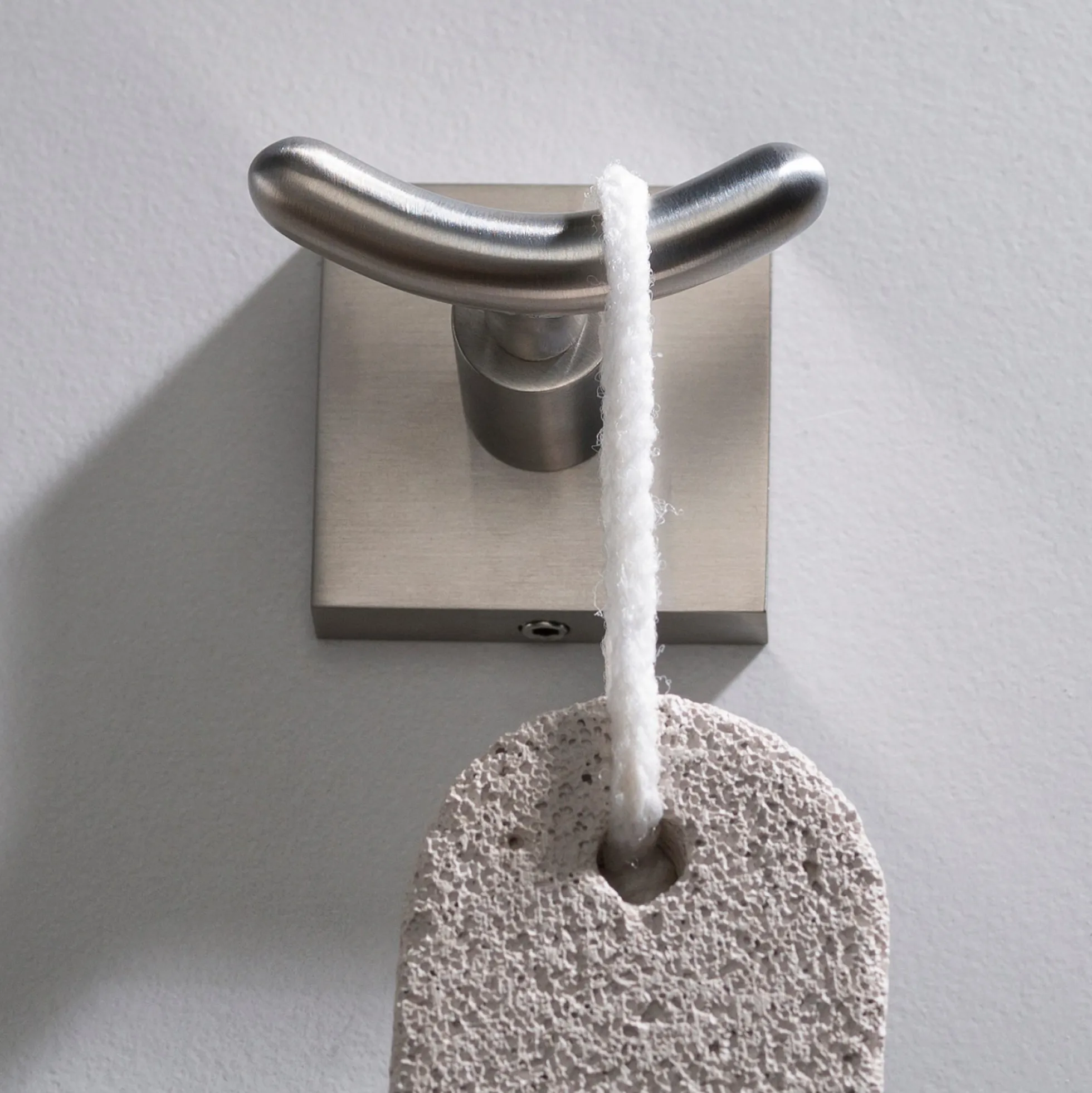 Bathroom Robe and Towel Double Hook in Brushed Nickel