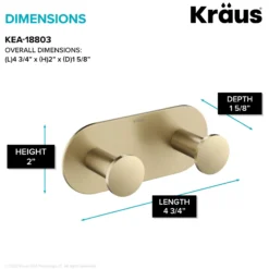 Bathroom Robe and Towel Double Hook in Brushed Gold