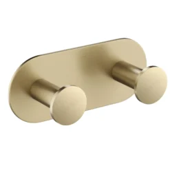 Bathroom Robe and Towel Double Hook in Brushed Gold