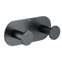 Bathroom Robe and Towel Double Hook in Matte Black