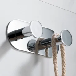 Bathroom Robe and Towel Double Hook in Chrome