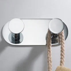 Bathroom Robe and Towel Double Hook in Chrome