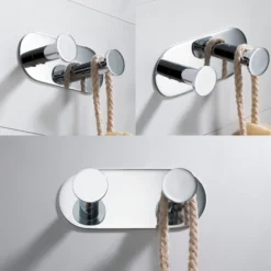 Bathroom Robe and Towel Double Hook in Chrome