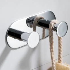 Bathroom Robe and Towel Double Hook in Chrome