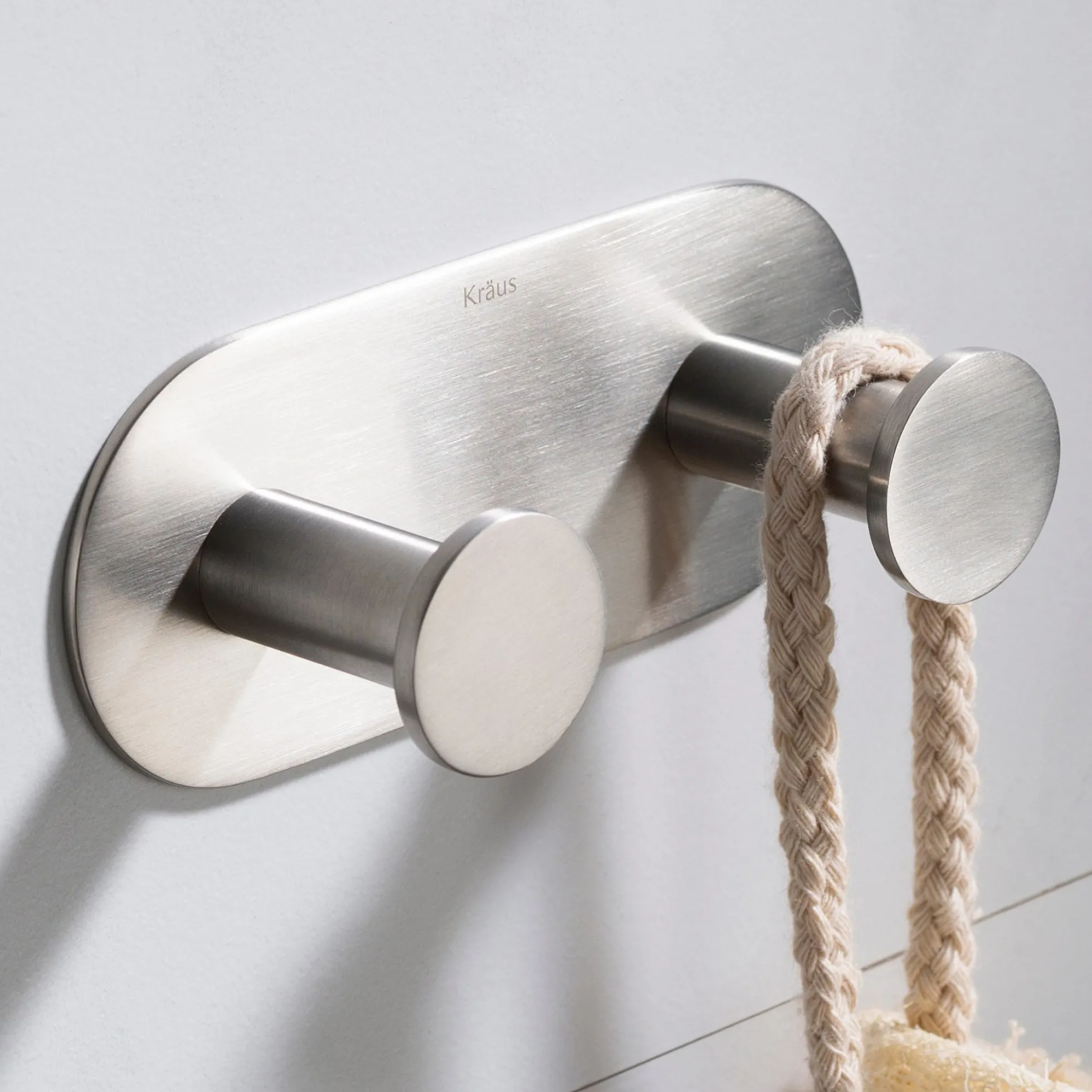 Bathroom Robe and Towel Double Hook in Brushed Nickel