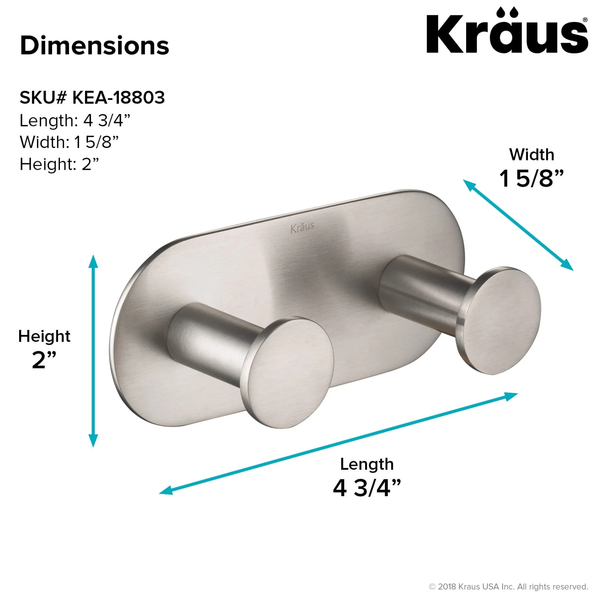 Bathroom Robe and Towel Double Hook in Brushed Nickel