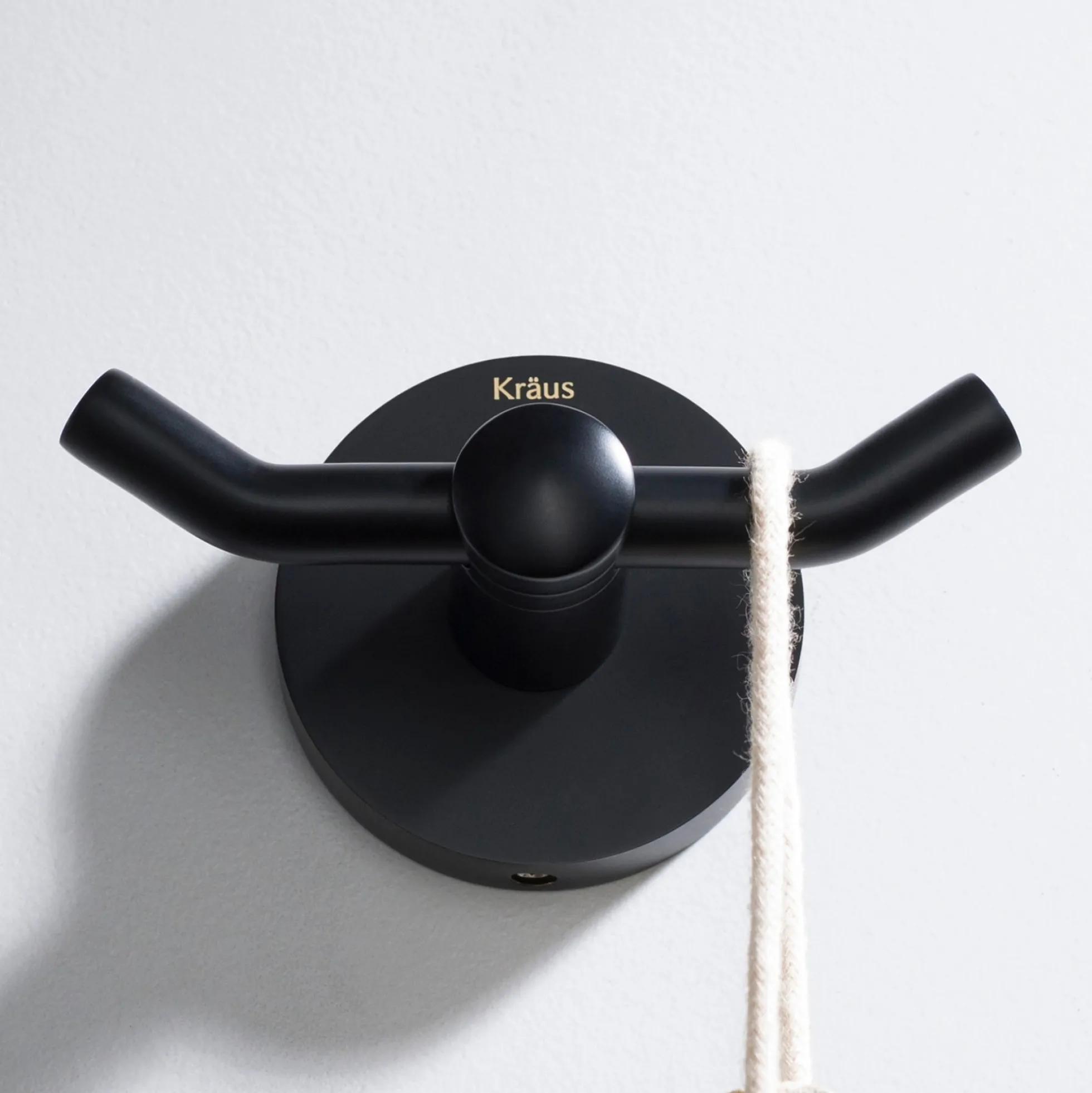 Bathroom Robe and Towel Double Hook in Matte Black