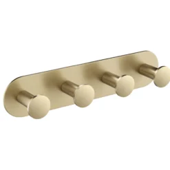 Bathroom Robe and Towel Hook Rack with 4 Hooks in Brushed Gold