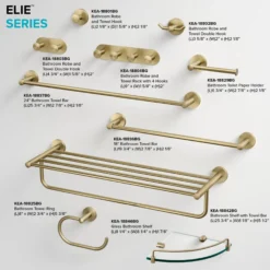 Bathroom Robe and Towel Hook Rack with 4 Hooks in Brushed Gold