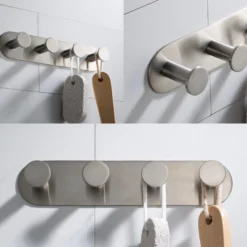 Bathroom Robe and Towel Hook Rack with 4 Hooks in Brushed Nickel