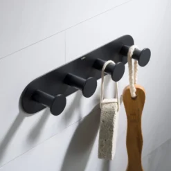 Bathroom Robe and Towel Hook Rack with 4 Hooks in Matte Black
