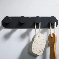 Bathroom Robe and Towel Hook Rack with 4 Hooks in Matte Black