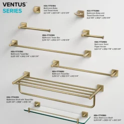 Bathroom Shelf with Towel Bar in Brushed Gold