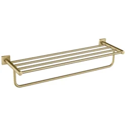 Bathroom Shelf with Towel Bar in Brushed Gold