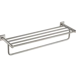 Bathroom Shelf with Towel Bar in Brushed Nickel