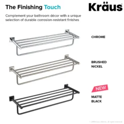 Bathroom Shelf with Towel Bar in Brushed Nickel