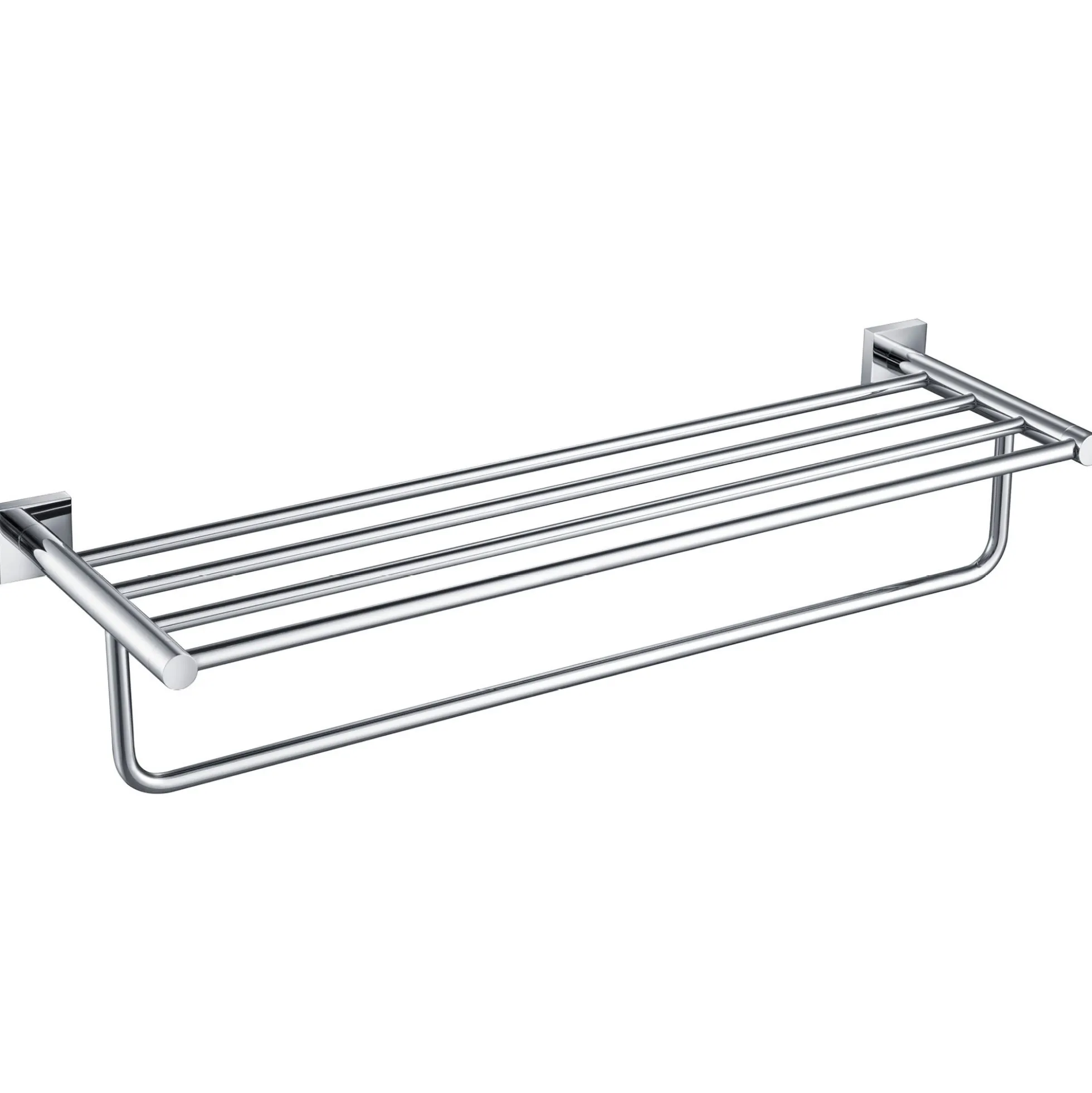 Bathroom Shelf with Towel Bar in Chrome