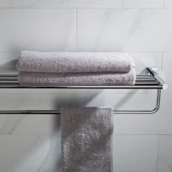 Bathroom Shelf with Towel Bar in Chrome