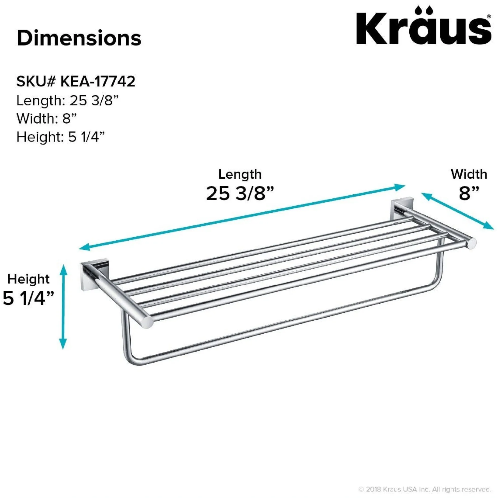 Bathroom Shelf with Towel Bar in Chrome