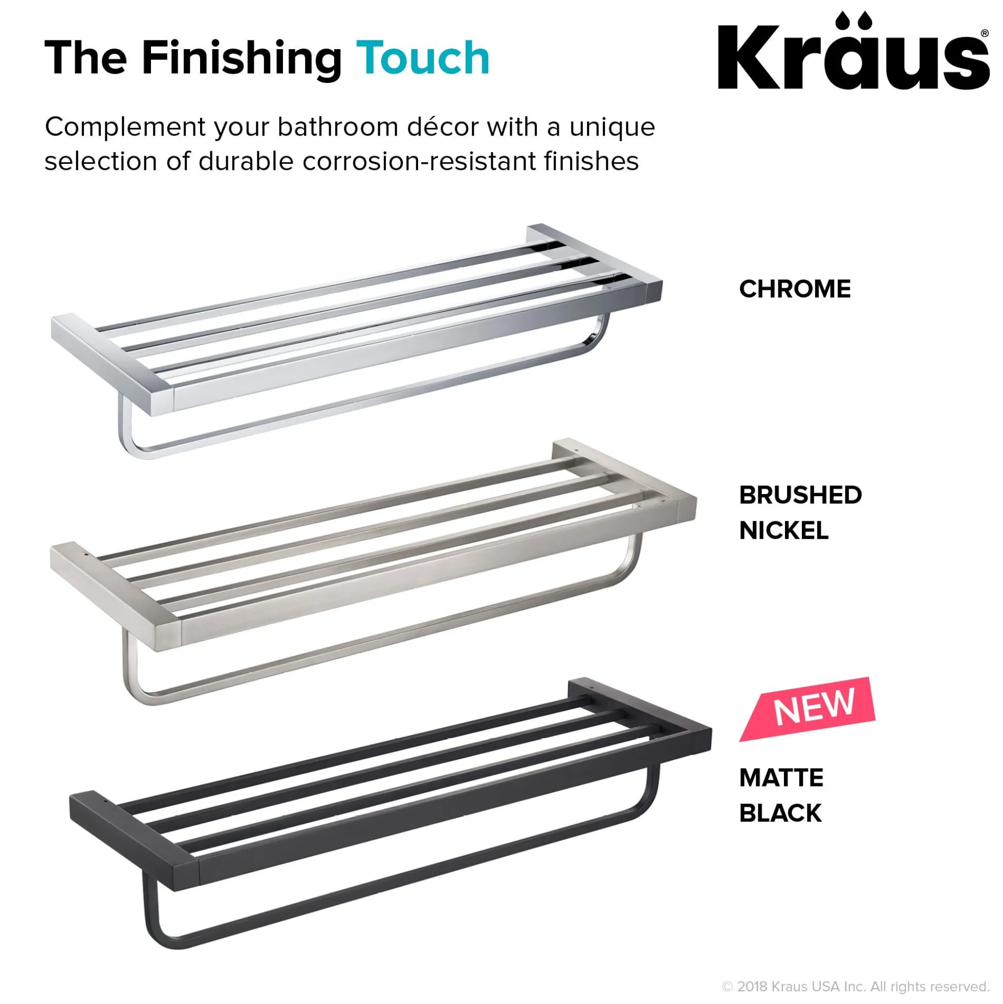 Bathroom Shelf with Towel Bar in Brushed Nickel